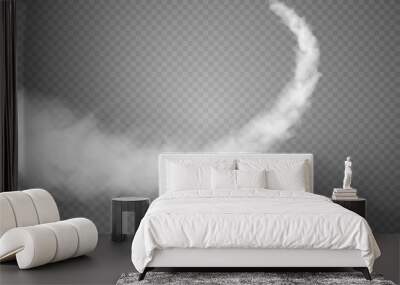 Vector airplane condensation trail. Smoke isolated on transparent background Wall mural