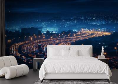 view of the city at night Wall mural