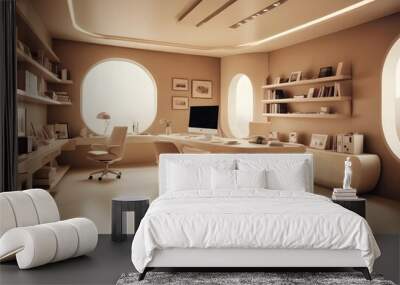 minimalist interior design style futuristic home office sleek furniture state of the art technology Wall mural