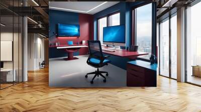 minimalist interior design style futuristic home office sleek furniture state of the art technology Wall mural