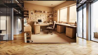 minimalist interior design style futuristic home office sleek furniture state of the art technology Wall mural