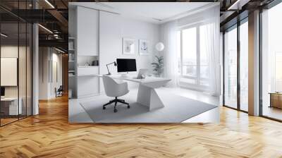 minimalist interior design style futuristic home office sleek furniture state of the art technology Wall mural