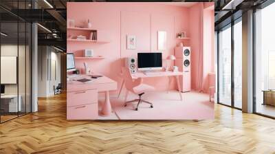 minimalist interior design style futuristic home office sleek furniture state of the art technology Wall mural