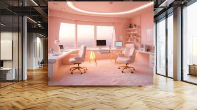 minimalist interior design style futuristic home office sleek furniture state of the art technology Wall mural