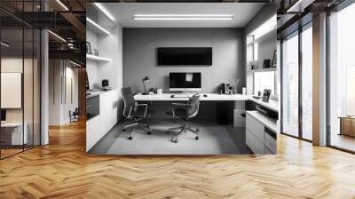 minimalist interior design style futuristic home office sleek furniture state of the art technology Wall mural