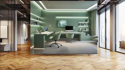 minimalist interior design style futuristic home office sleek furniture state of the art technology Wall mural