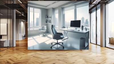 minimalist interior design style futuristic home office sleek furniture state of the art technology Wall mural