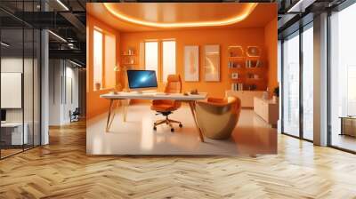 minimalist interior design style futuristic home office sleek furniture state of the art technology Wall mural