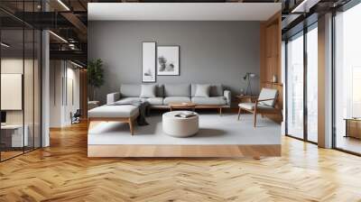 minimalist interior design style futuristic home office sleek furniture state of the art technology Wall mural