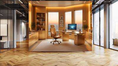 minimalist interior design style futuristic home office sleek furniture state of the art technology Wall mural