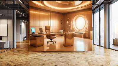 minimalist interior design style futuristic home office sleek furniture state of the art technology Wall mural