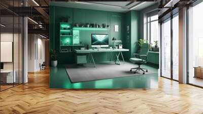 minimalist interior design style futuristic home office sleek furniture state of the art technology Wall mural