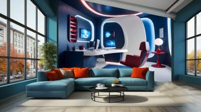 minimalist interior design style futuristic home office sleek furniture state of the art technology Wall mural