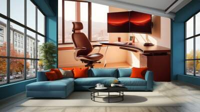 minimalist interior design style futuristic home office sleek furniture state of the art technology Wall mural