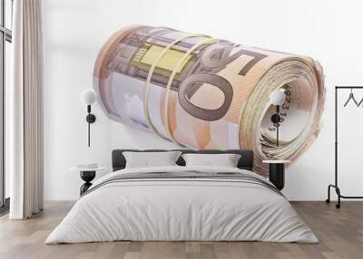 50 euro bank notes rolled and wrapped together Wall mural