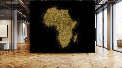 Africa shaped from golden glitter on black (series) Wall mural