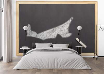 blackboard with a chalk and the shape of prince edward island dr Wall mural