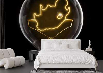 Lightbulb with a glowing wire in the shape of South Africa (series) Wall mural