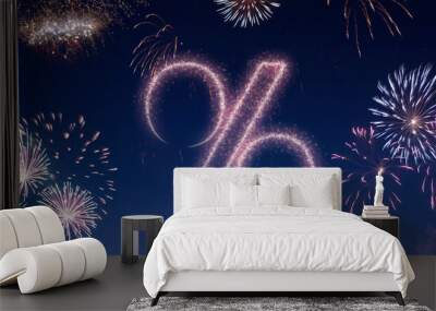 Night sky with fireworks shaped as a discount .(series) Wall mural