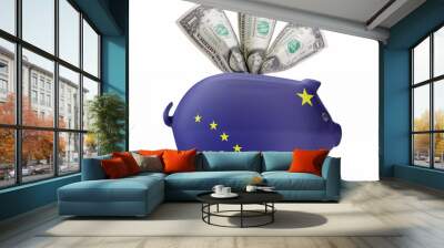 Piggy bank with the flag of Alaska .(series) Wall mural