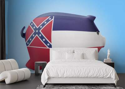 Piggy bank with the flag of Mississippi .(series) Wall mural