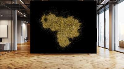 Venezuela shaped from golden glitter on black (series) Wall mural