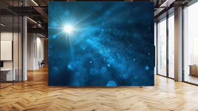 abstract blue of lighting for background. digital lens flare in black background Wall mural