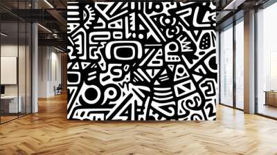 black and white pattern with shapes on it royalty free illustration geometric  intricate stenciled african tattoos ethnic seamless Wall mural