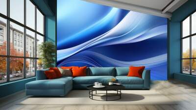 Dynamic curves wave futuristic abstract blue silver metallic flow smooth background Wall mural