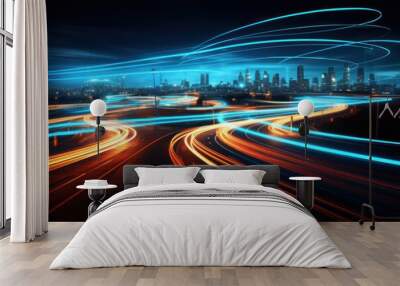 light trails Street night Wall mural