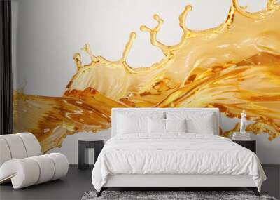 oil splash pouring gold color white background Wall mural