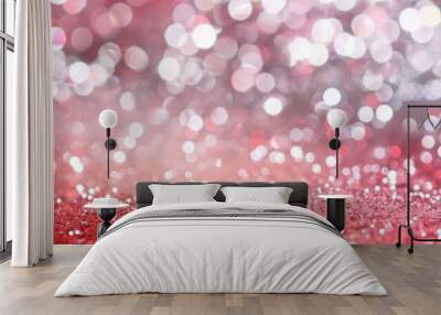 red and white glitter silver bokeh blur background banner luxury shiny cosmic Wall mural