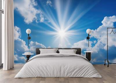 White shining blue sky with clouds Wall mural