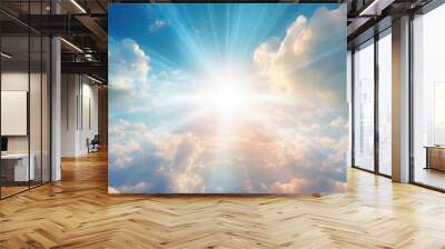 White shining blue sky with clouds Wall mural