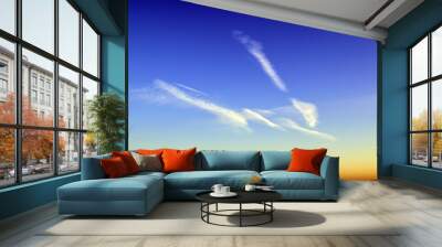 Abstract White Clouds seen in Blue Evening Sky Wall mural