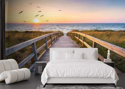 Beautiful dunes beach at sunset, North Sea, Germany Wall mural