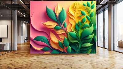 Colorful abstract organic plant pattern. Generative AI. Wall mural