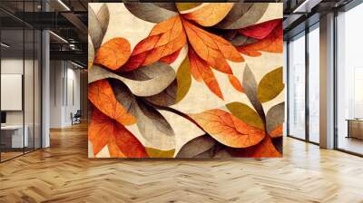 Colorful autumn leaves as wallpaper art Wall mural