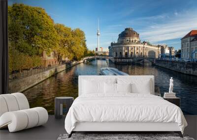 Fernsehturm and Bode Museum along the Spree river in Berlin, Germany Wall mural