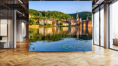 Heidelberg Panorama mit Schloss und Alter Brücke Wall mural