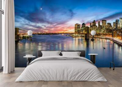 New York City Skyline Panorama mit Brooklyn Bridge und Blick Blick auf Manhattan Wall mural