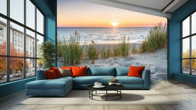 Sunset at the dune beach Wall mural