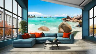 Tropical beach in the Seychelles Wall mural