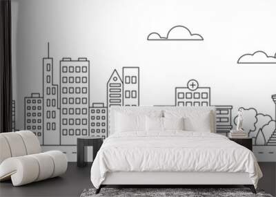 City main street line art vector illustration Wall mural