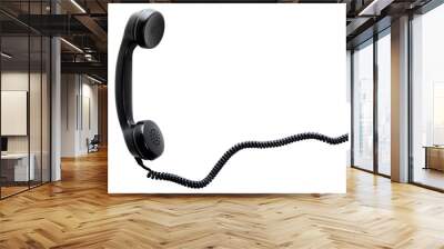 Receiver with spiral cord of vintage telephone isolated with transparent background Wall mural