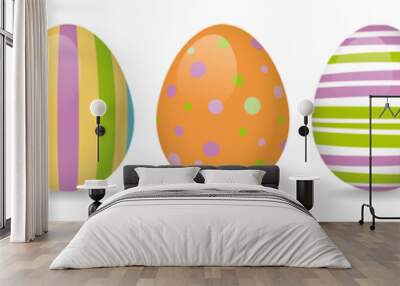 Row of Pastel colored Easter eggs isolated on white banner Wall mural