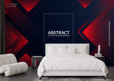 Modern triangle banner background with abstract red shapes Wall mural