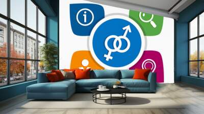 Male and female icon and icons set vector illustration. Modern F Wall mural