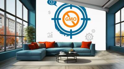 Without Genetically modified food symbol on target icons backgro Wall mural