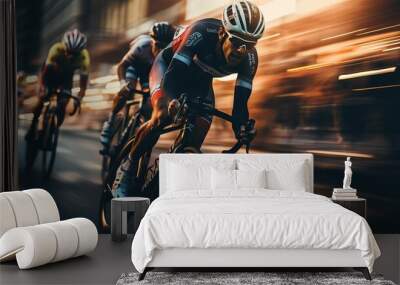  Blurred Speed: The Intense World of Racing Cyclists Wall mural